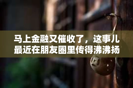 马上金融又催收了,这事儿最近在朋友圈里传得沸沸扬扬。说实话,我也有点好奇,这马上金融到底是怎么回事?催收又是怎么一回事?今天,我就来跟大家聊聊这个话题。 马上金融又催收了,这事儿最近在朋友圈里传得沸沸扬扬。说实话,我也有点好奇,这马上金融到底是怎么回事?催收又是怎么一回事?今天,我就来跟大家聊聊这个话题。