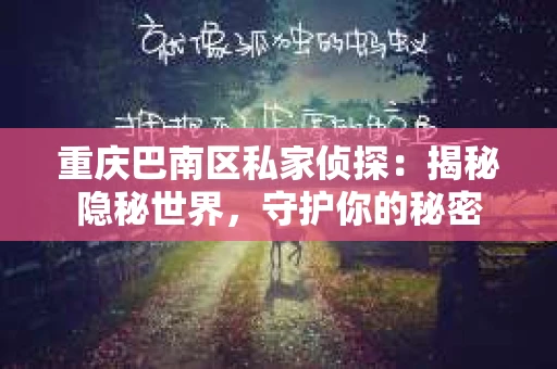 重庆巴南区私家侦探：揭秘隐秘世界，守护你的秘密