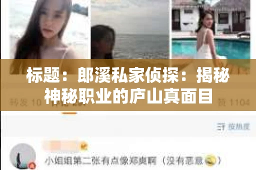 标题：郎溪私家侦探：揭秘神秘职业的庐山真面目